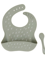 Silicone Bib & Spoon - Olive