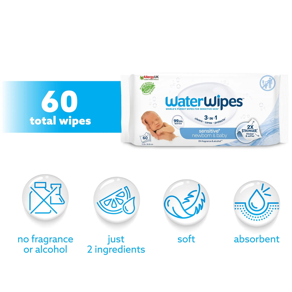 WaterWipes Baby & Newborn Sensitive Wipes 60 Pack