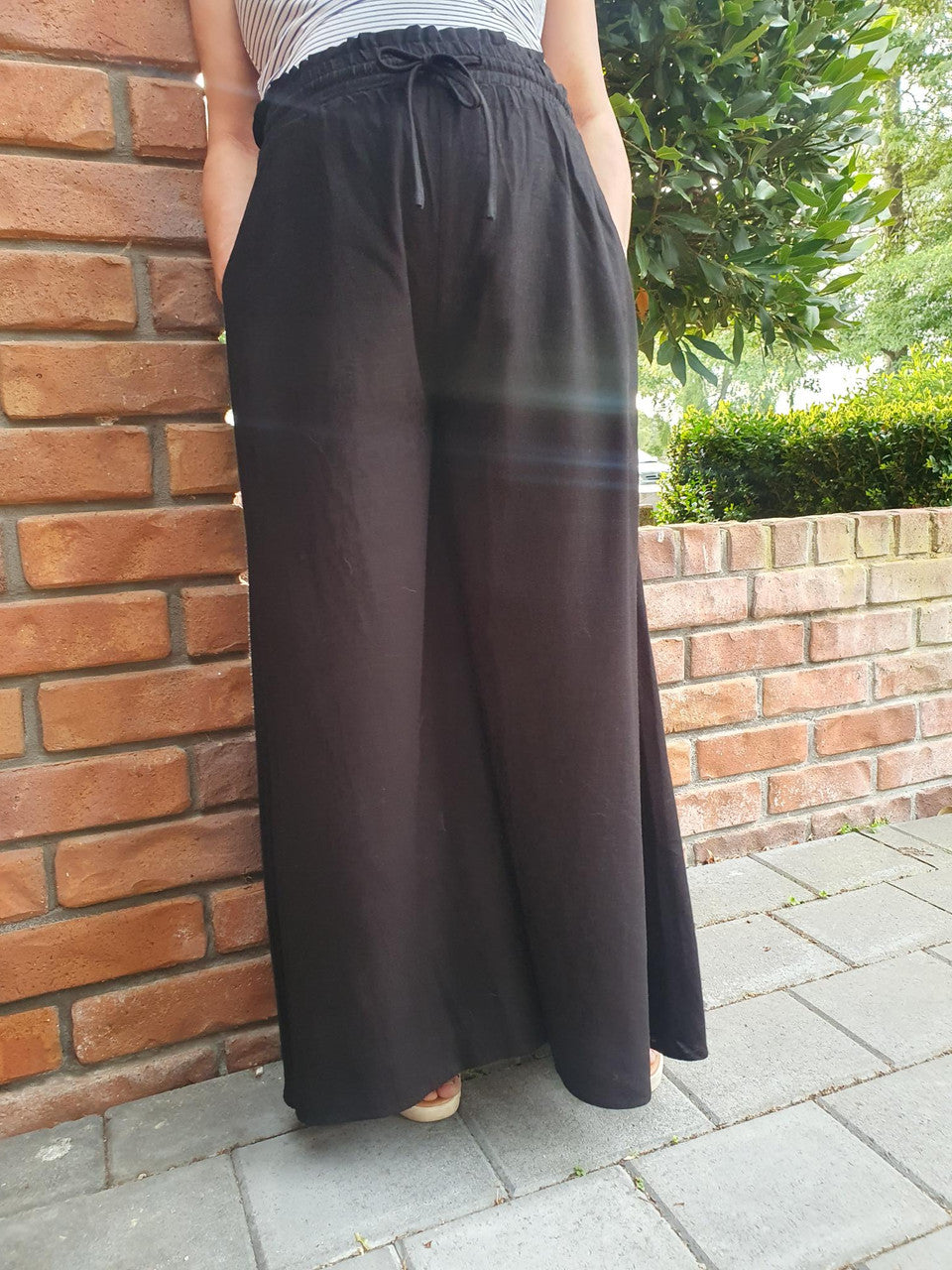 Black Linen Palazzo Pants