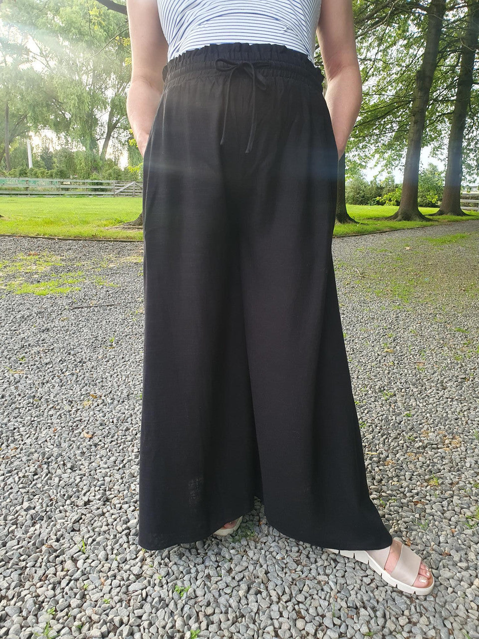 Black Linen Palazzo Pants