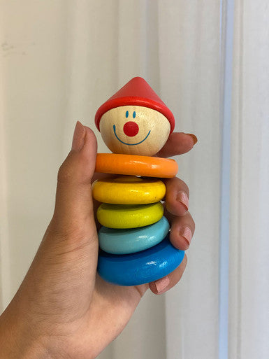 Wooden Clown Rattle