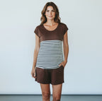 Coffee Colour-Block Maternity & Nursing Top