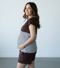 Coffee Colour-Block Maternity & Nursing Top