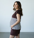 Coffee Colour-Block Maternity & Nursing Top