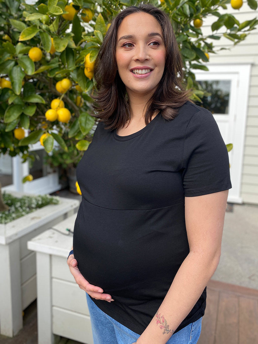 Classic Cotton Tee Black - Maternity Breastfeeding