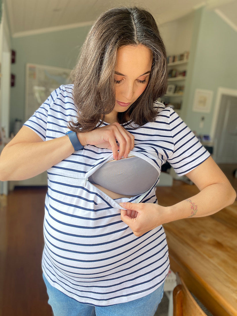 Classic Cotton Tee Stripes -  Maternity Breastfeeding