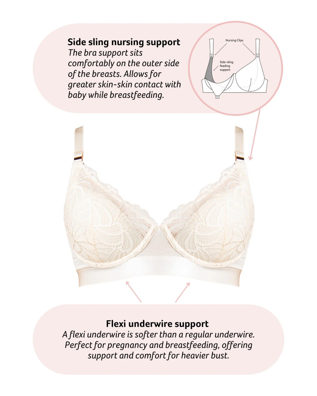 Warrior Plunge Nursing Bra - Ivory