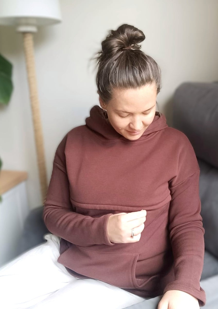 Chocolate Cloud Fleece Hoodie / Maternity & Breastfeeding