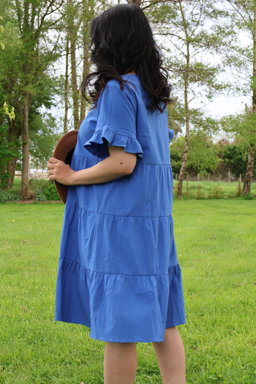 Mika Cobalt Blue Tiered Dress - Maternity & Breastfeeding