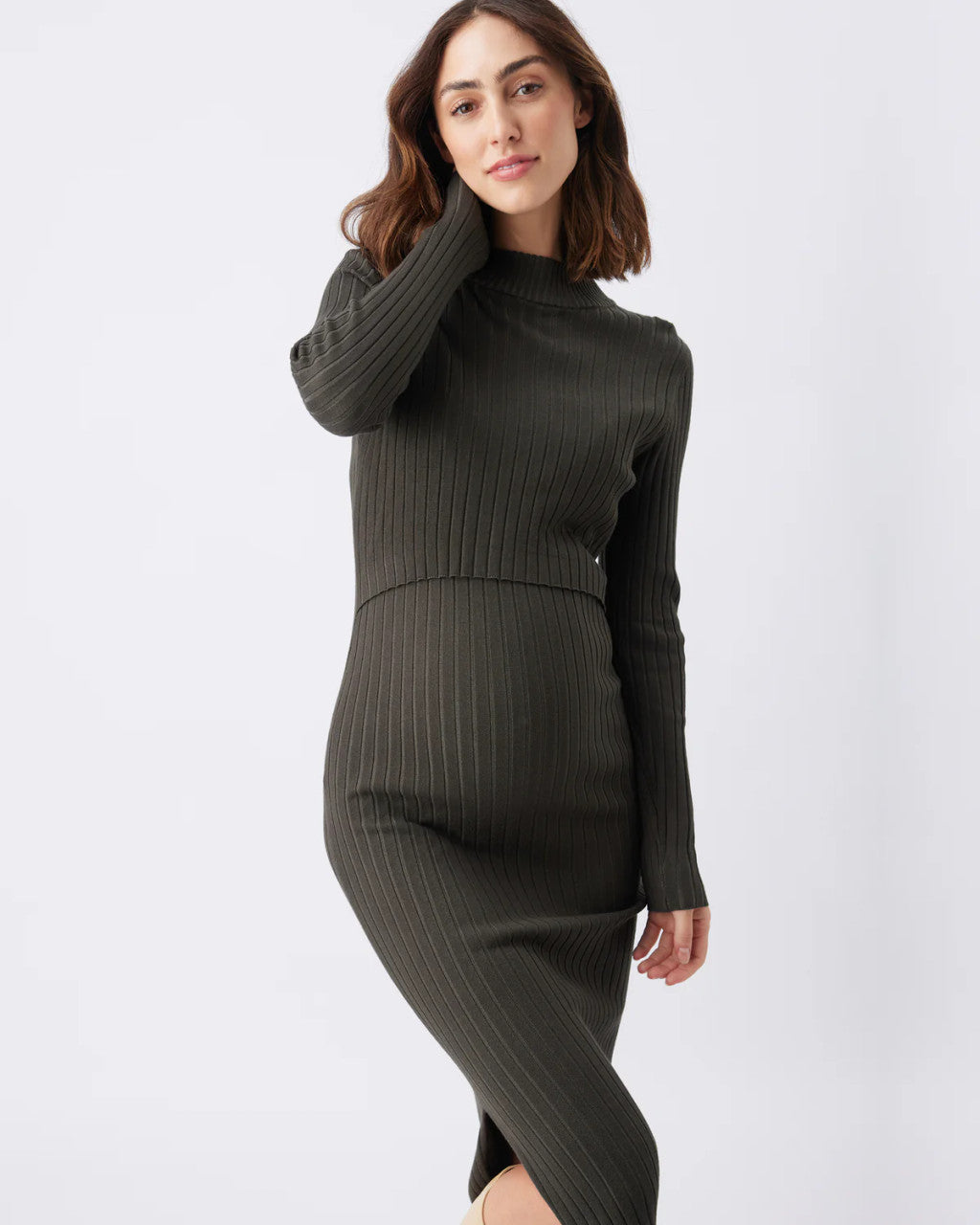 Nella Rib Nursing Knit Dress - Ivy