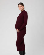 Nella Rib Nursing Knit Dress - Maroon
