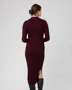 Nella Rib Nursing Knit Dress - Maroon
