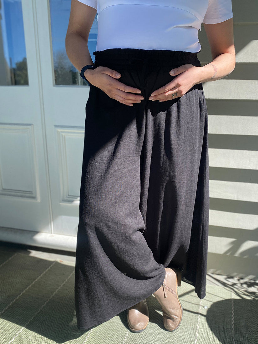 Black Linen Palazzo Pants