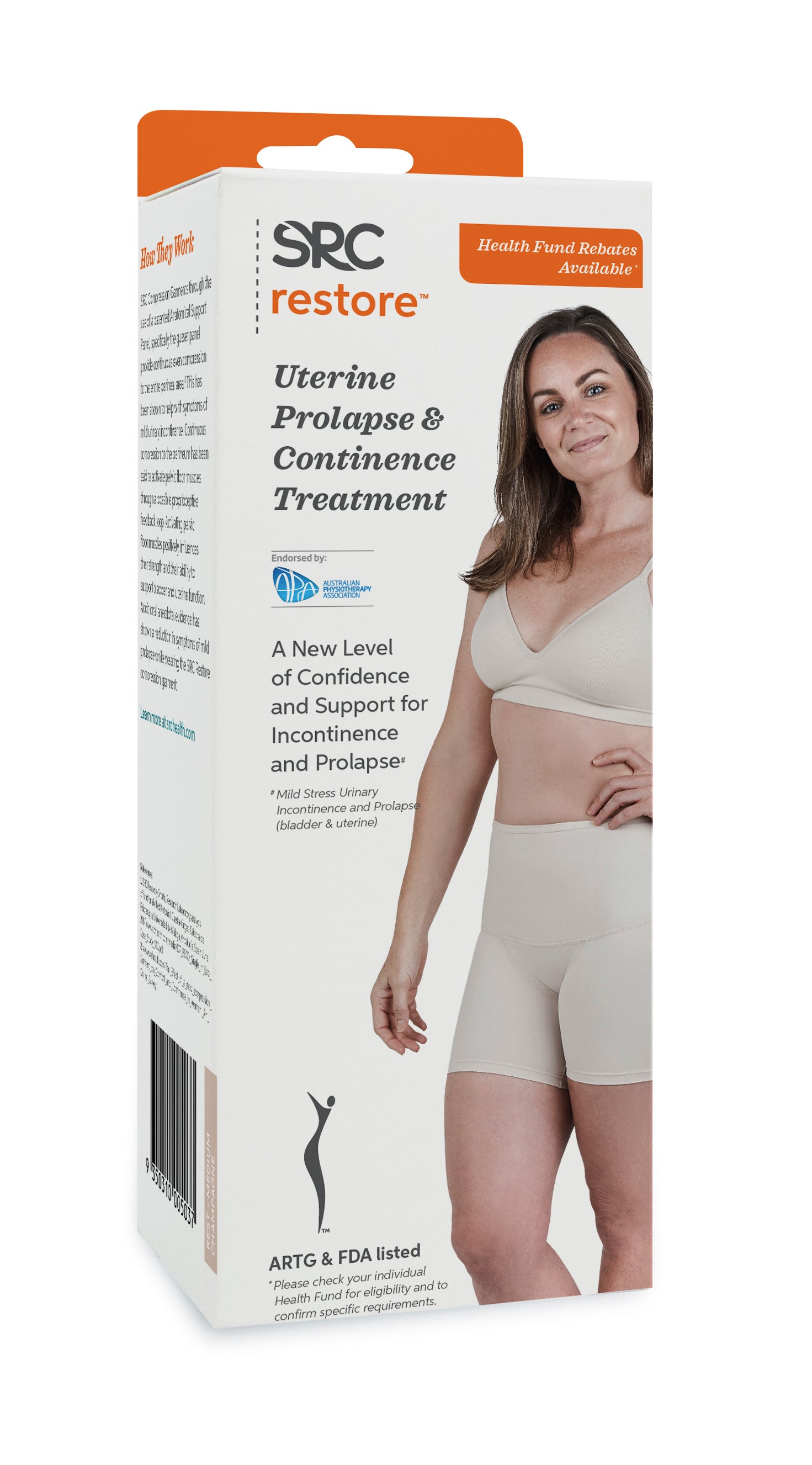 SRC Restore Support Mini Shorts - Uterine Prolapse & Continence Treatment (Black)