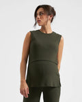 Khaki Rib Tank - Maternity & Breastfeeding