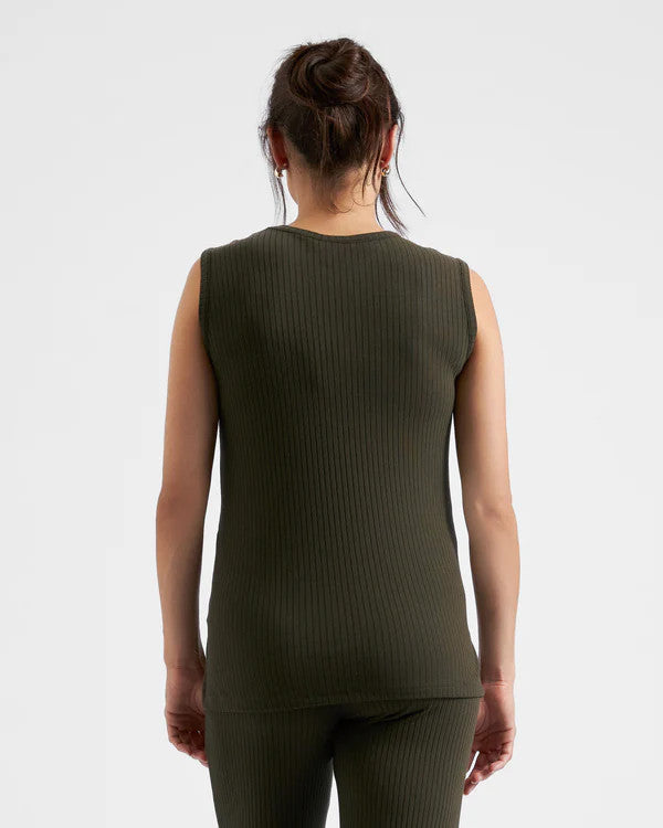 Khaki Rib Tank - Maternity & Breastfeeding