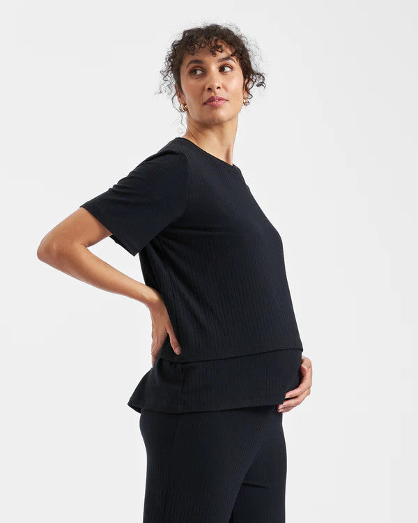 Mike Rib Nursing Top - Black