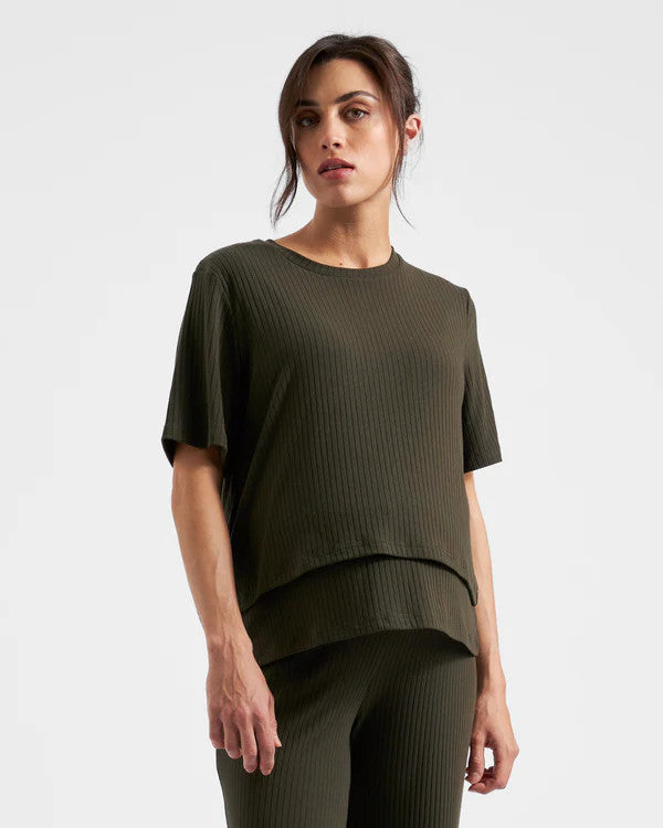 Mike Rib Nursing Top - Khaki