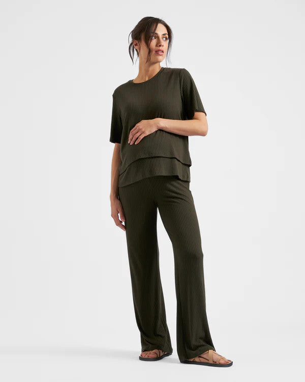 Mike Rib Nursing Top - Khaki