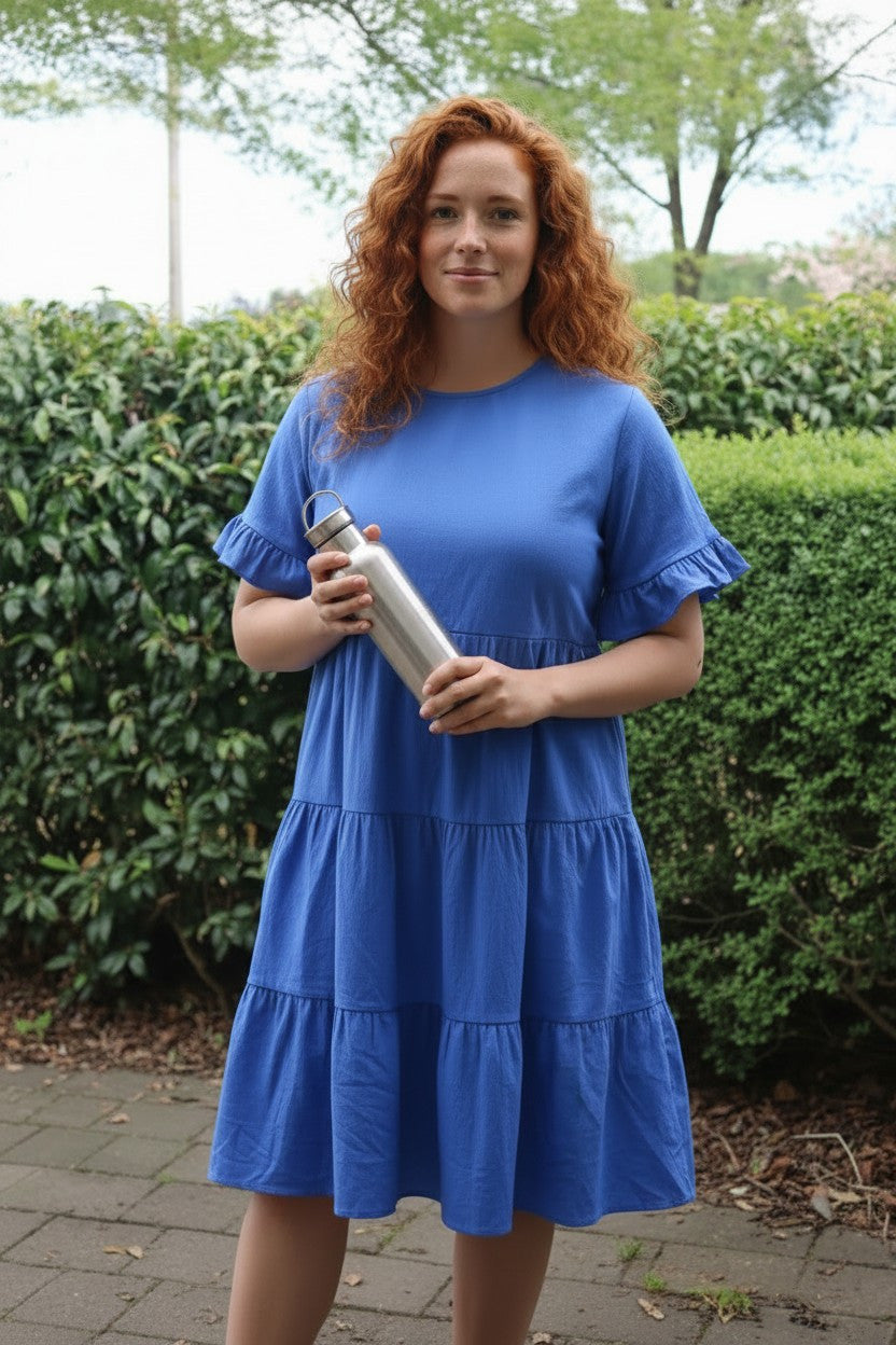 Mika Cobalt Blue Tiered Dress - Maternity & Breastfeeding