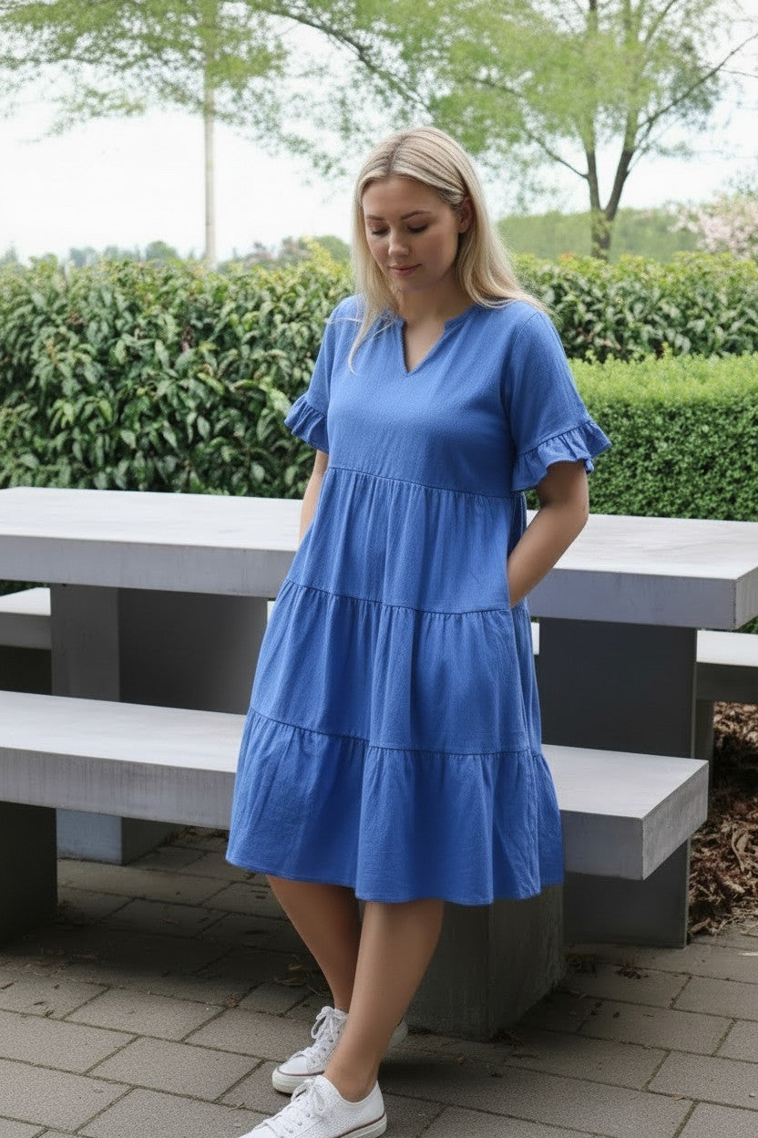 Mika Cobalt Blue Tiered Dress - Maternity & Breastfeeding