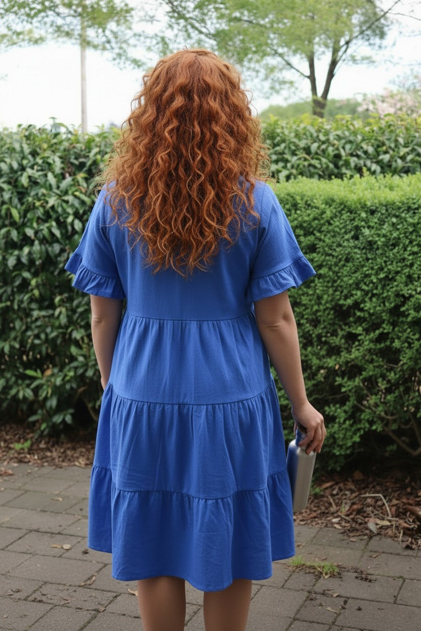 Mika Cobalt Blue Tiered Dress - Maternity & Breastfeeding