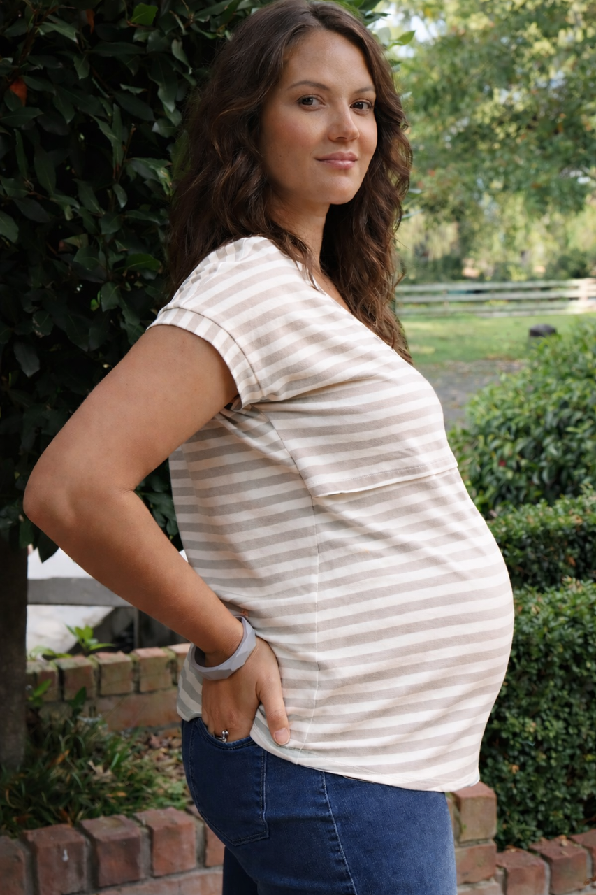 Latte - Cotton Maternity & Breastfeeding Cotton Tee