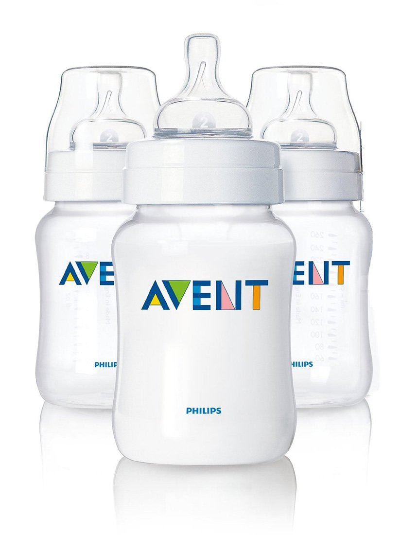 Avent Classic Bottles - 260ml Size - 3pk.    Anti Colic
