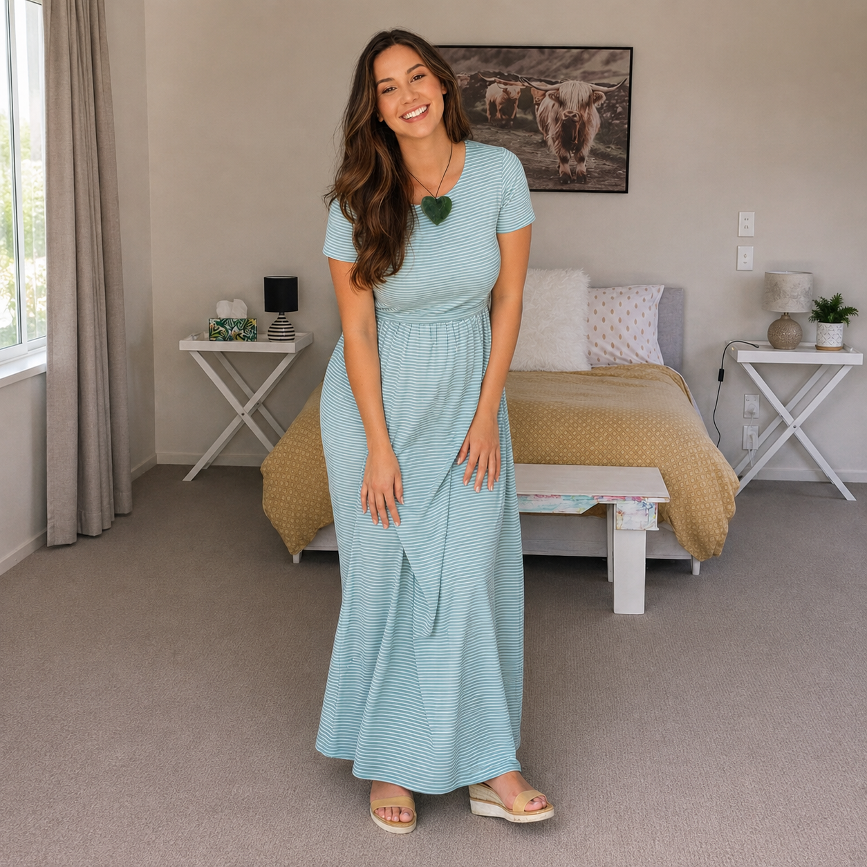 Teal Maxi Dress - Maternity & Breastfeeding