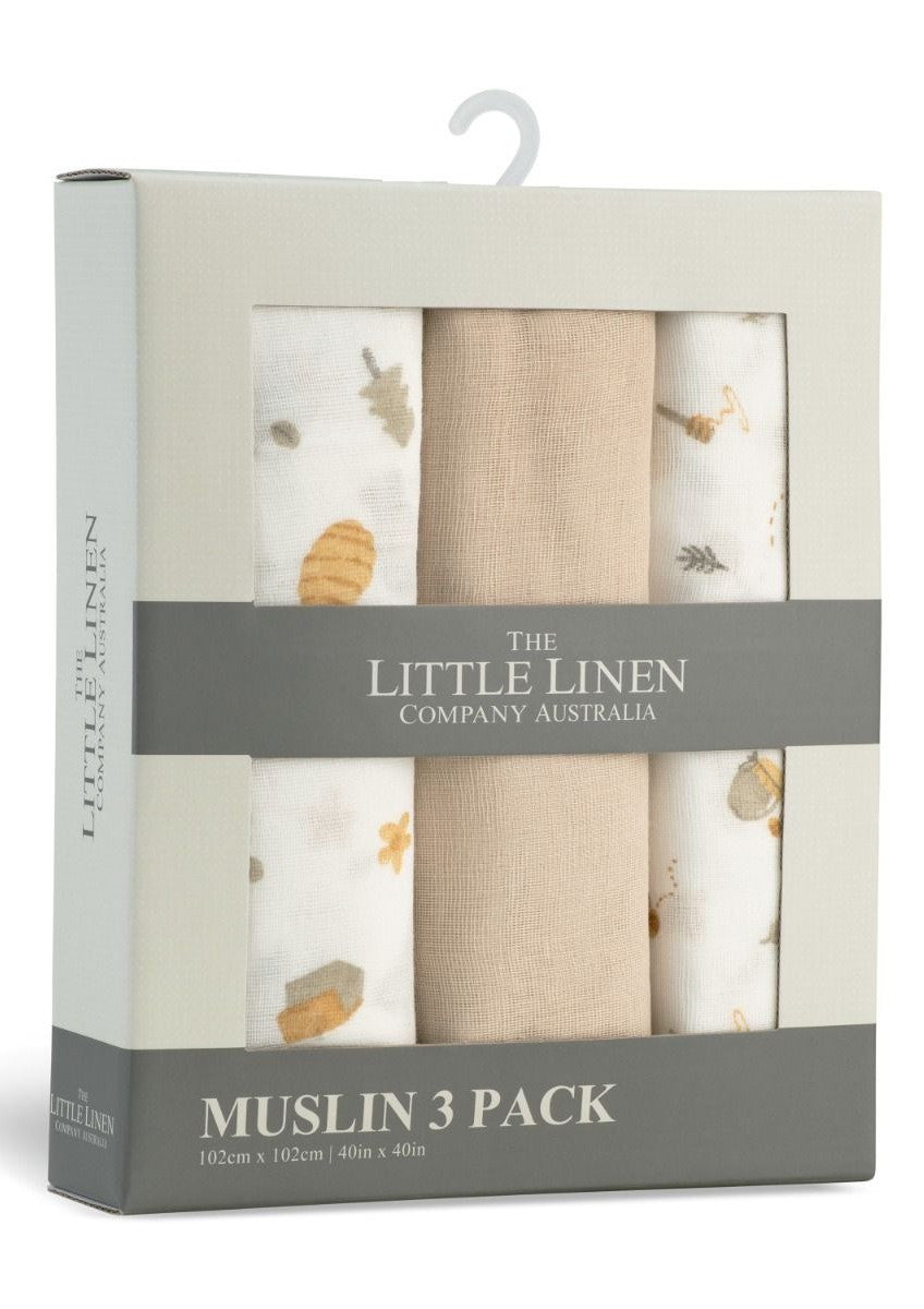 Nectar Bear 3 pack 100% Cotton Muslin Wraps