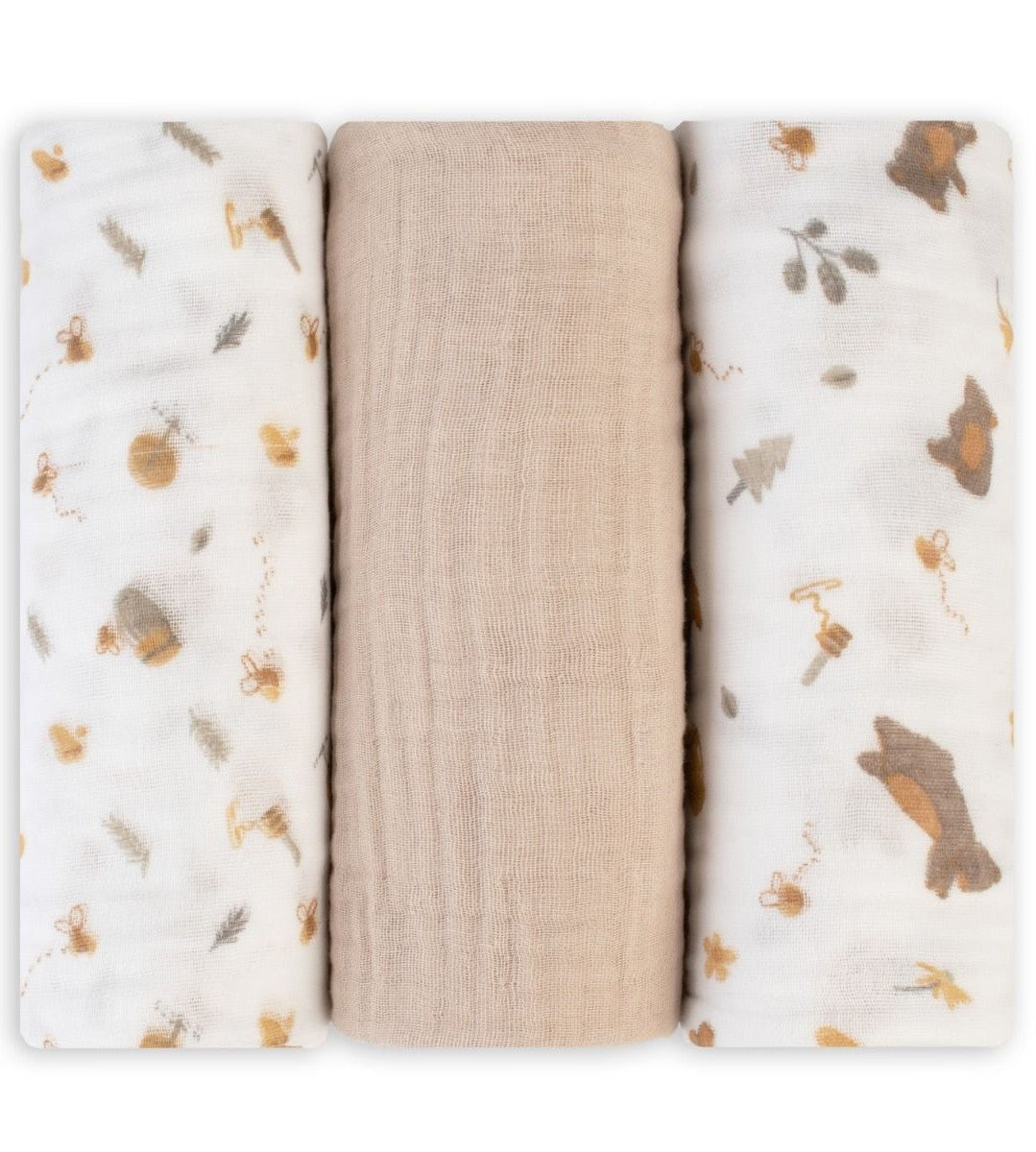 Nectar Bear 3 pack 100% Cotton Muslin Wraps