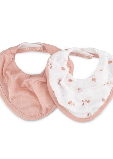 Muslin Bib 2 Pk - Dusty Rose