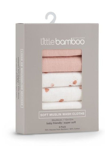 Muslin Washers 6 Pk - Dusty Rose