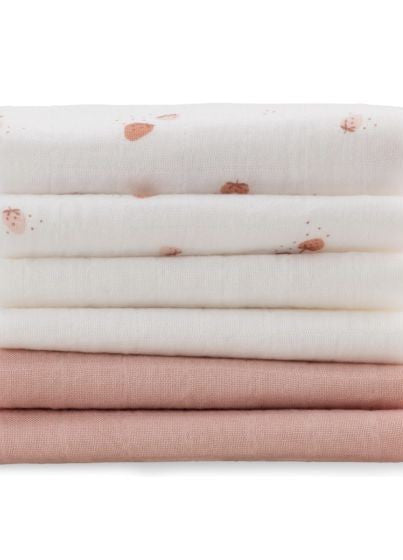 Muslin Washers 6 Pk - Dusty Rose