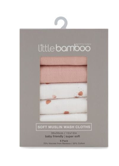 Muslin Washers 6 Pk - Dusty Rose