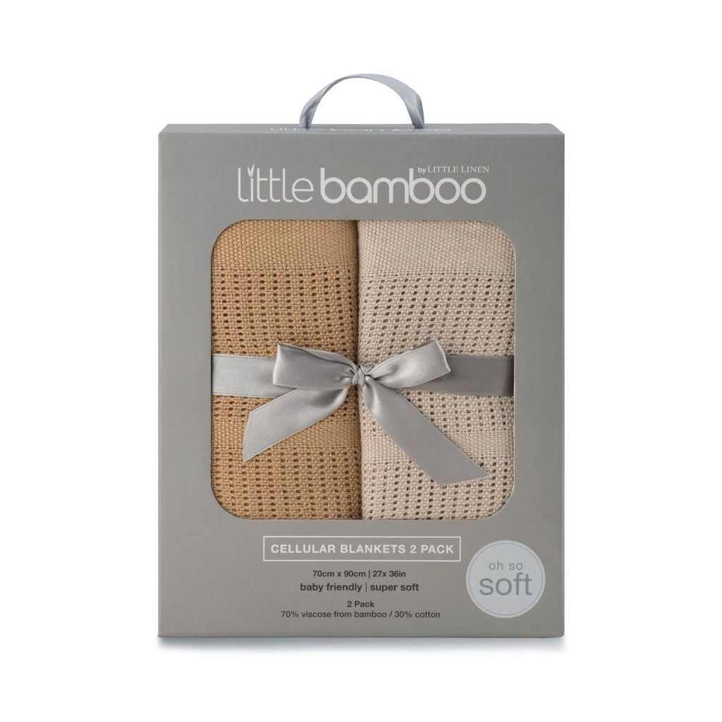 Little Bamboo Cellular Blanket 2Pk - Iced Coffee