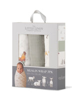 Muslin Wraps 3 pk - Farmyard Lamb