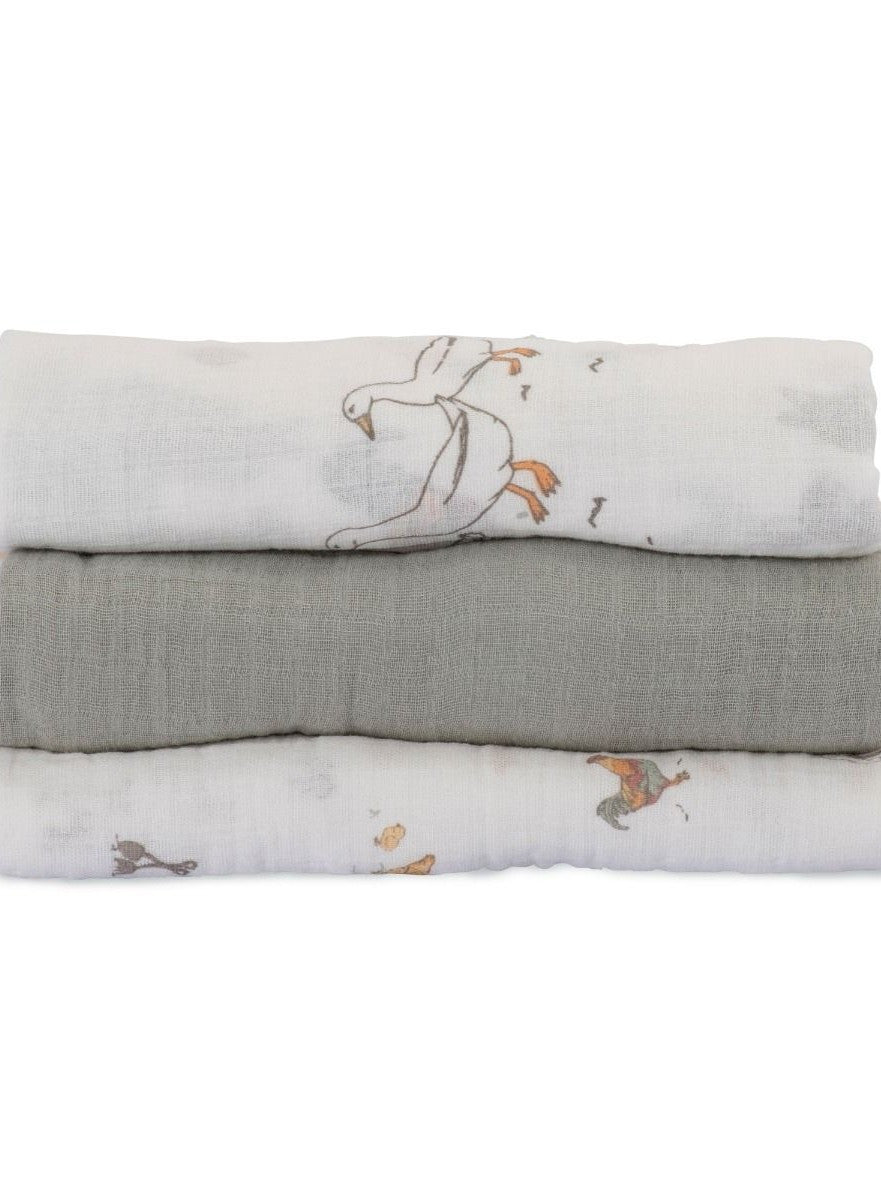 Muslin Wraps 3 pk - Farmyard Lamb