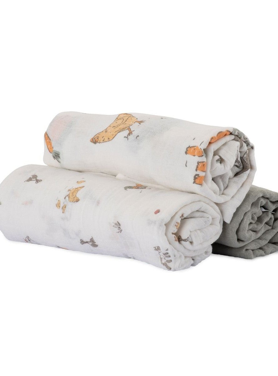Muslin Wraps 3 pk - Farmyard Lamb
