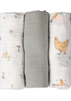 Muslin Wraps 3 pk - Farmyard Lamb