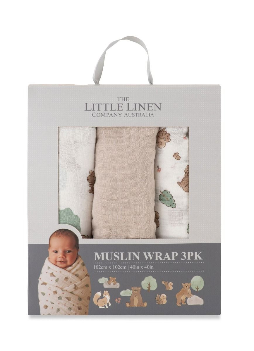 Muslin 3pk - Bushland Bear