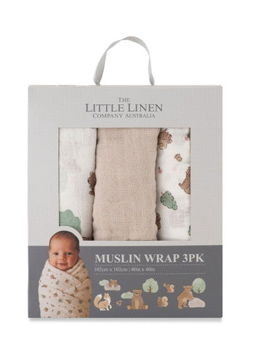 Muslin 3pk - Bushland Bear