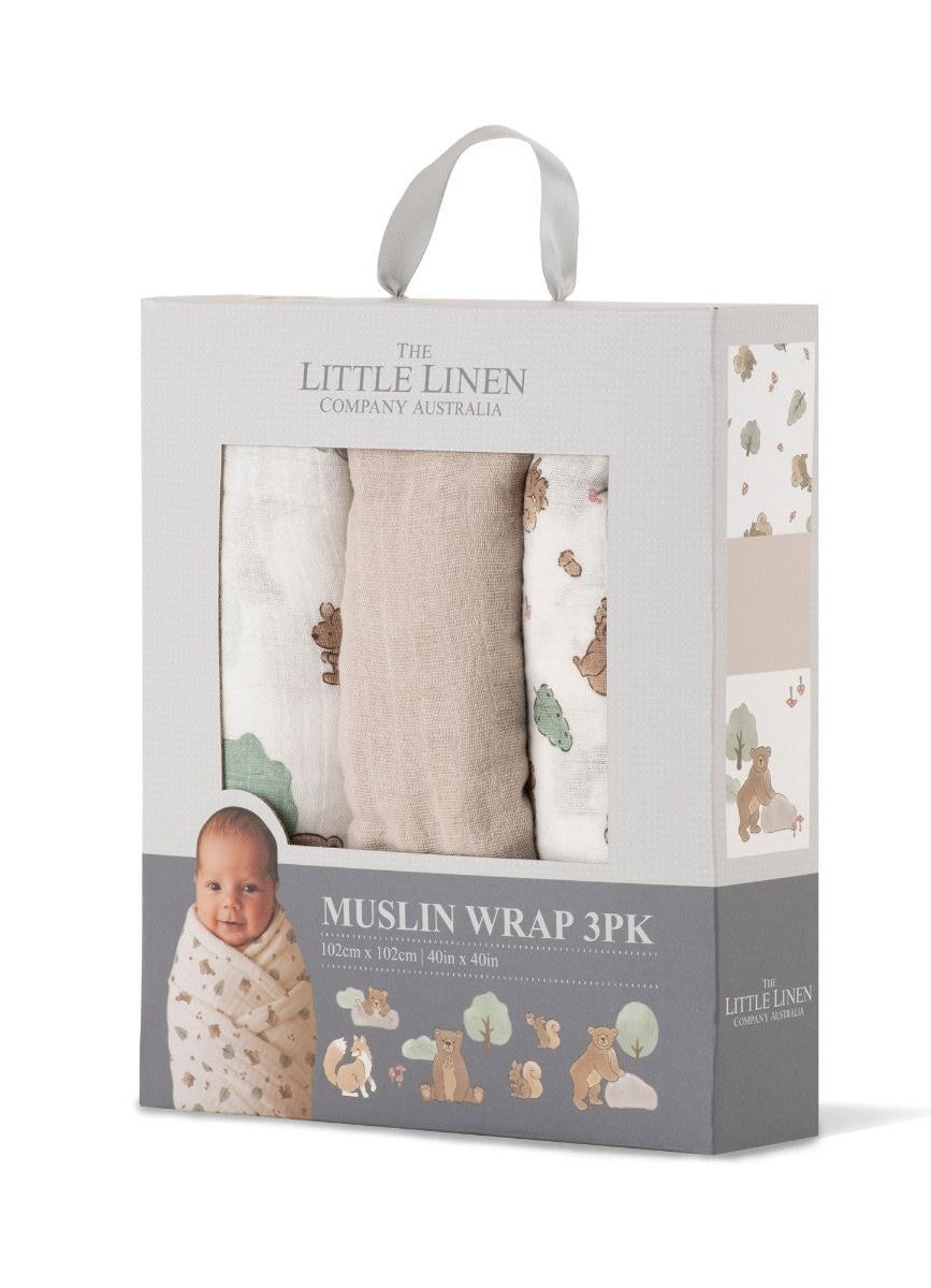 Muslin 3pk - Bushland Bear