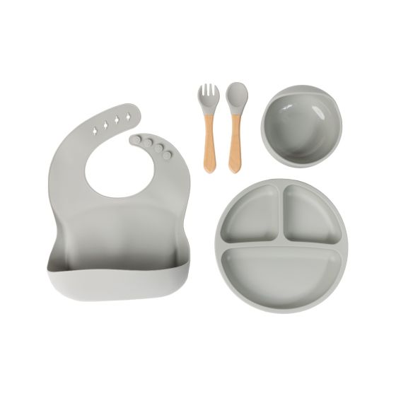 Silicone Feeding Set - Smoky Grey